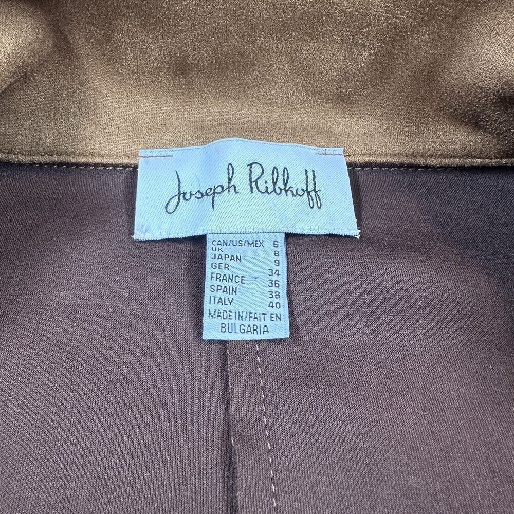 Joseph Ribkoff Swing Jacket Womens 6 Brown Vegan Suede Zip Bell Sleeve Designer - Picture 6 of 9